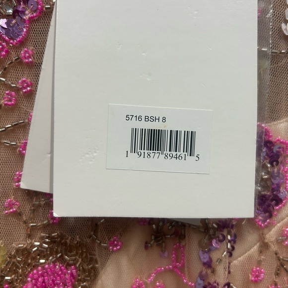 MAC DUGGAL 5716 NWT Pink Sequined Floral Long Sleeve High Neck Midi Dress - Picture 11 of 15